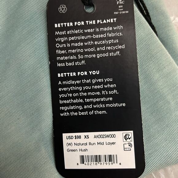 Allbirds Merino Wool Blend Natural Run Mid Layer Quarter Zip Pullover in Green - Picture 8 of 10